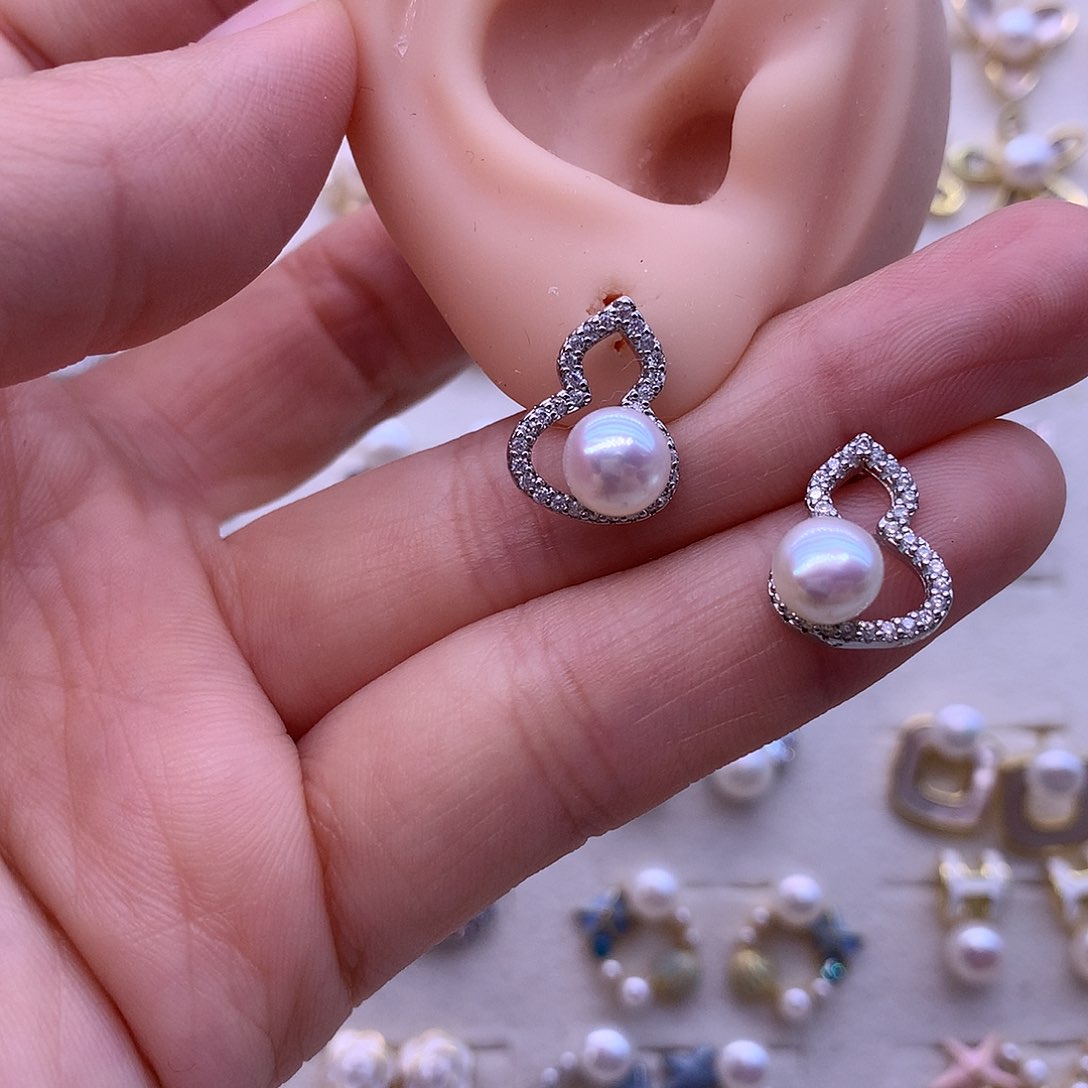 淡水珍珠耳饰合金