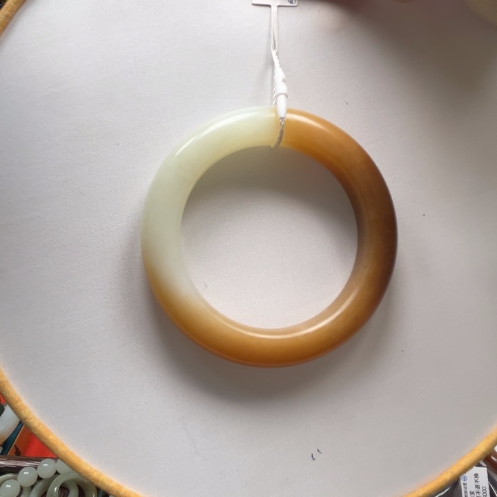 和田玉手链未镶嵌温*和田玉且末金钱糖手镯57