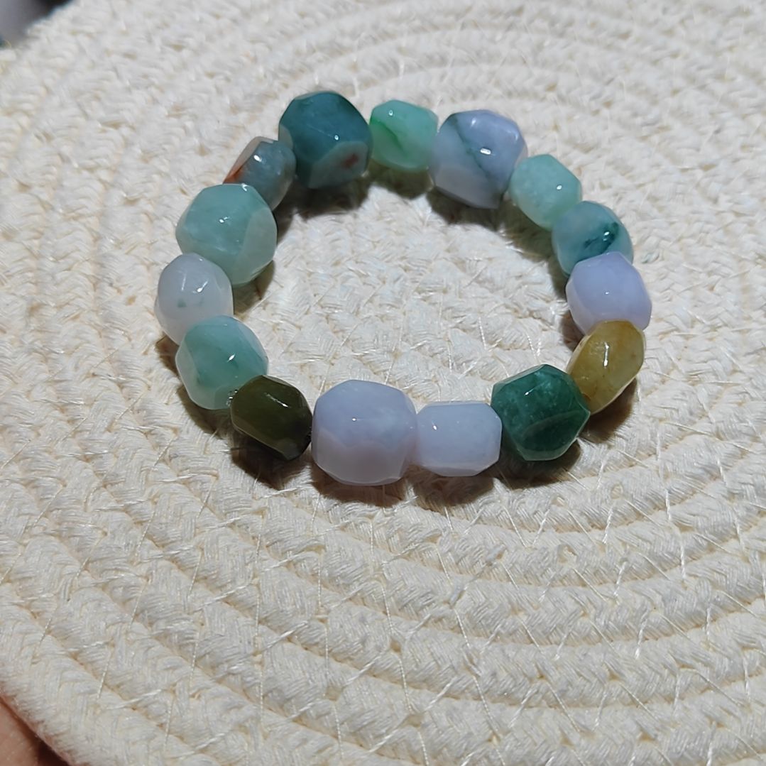 翡翠散珠翠果儿天然缅甸A货翡翠大卡多宝随行手串