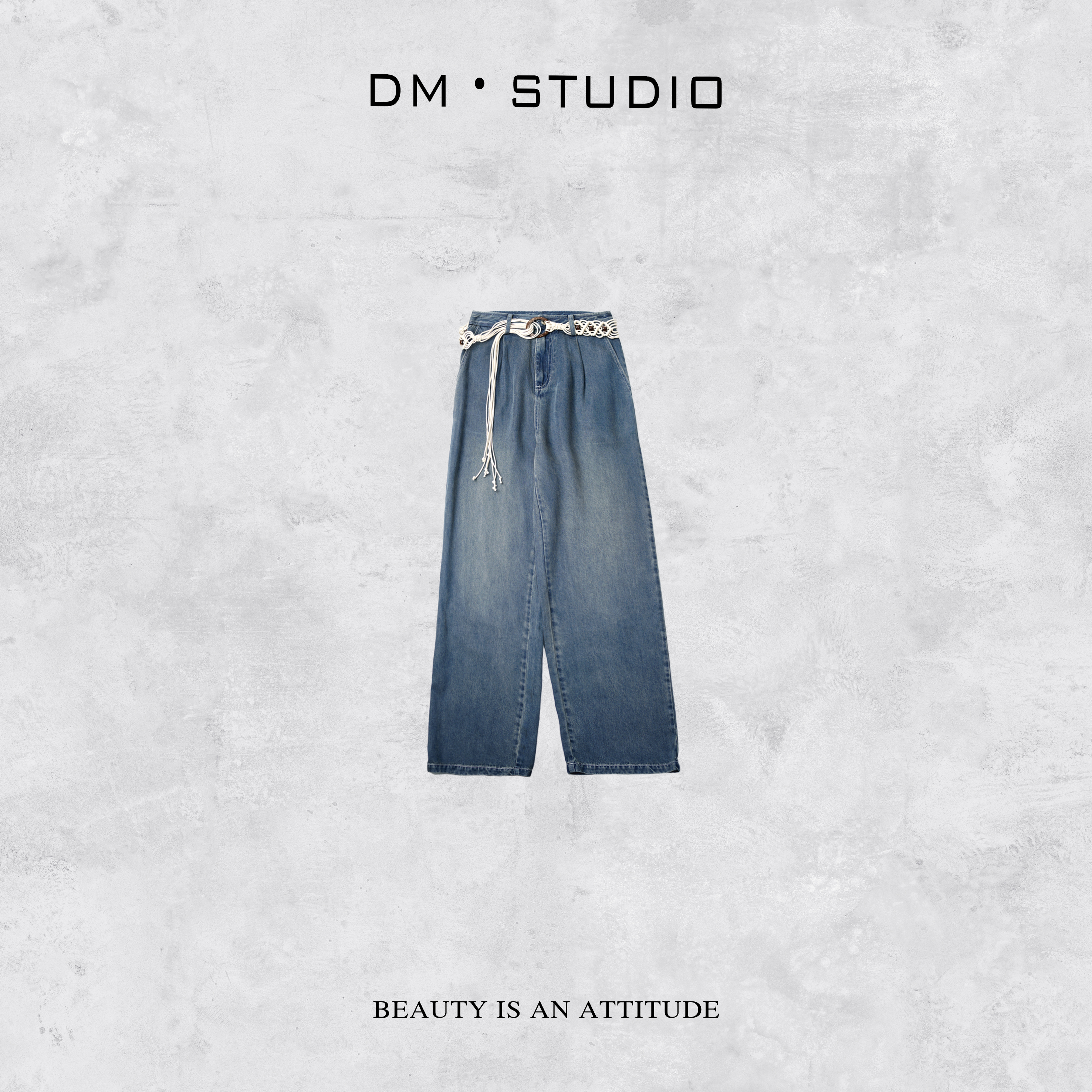 DEDM•STUDIO/小众显瘦宽松复古气质精致感水洗牛仔裤2504KZ/KK082