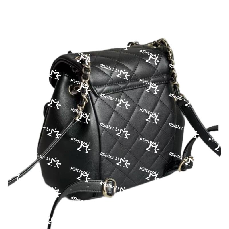 【丽姐】duma菱格双肩包黑/白色轻奢豪华时尚潮流女士菱格包