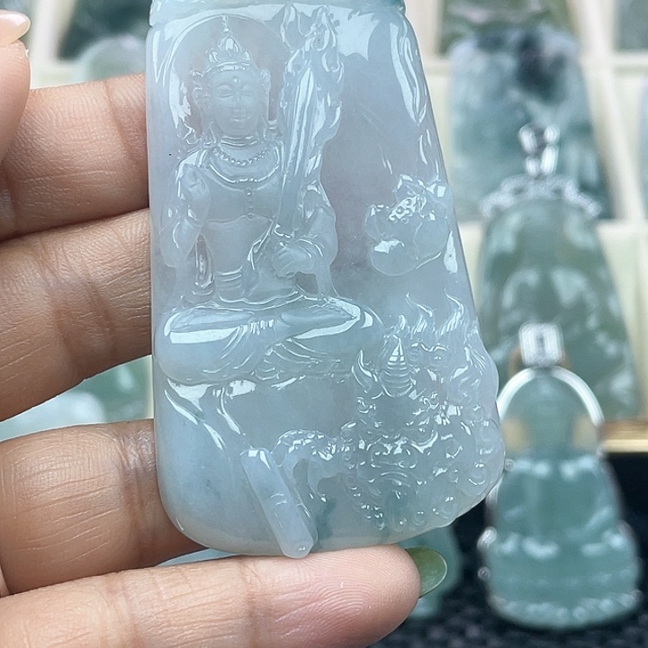 颈饰未镶嵌翡翠流*天然翡翠A货文殊菩萨