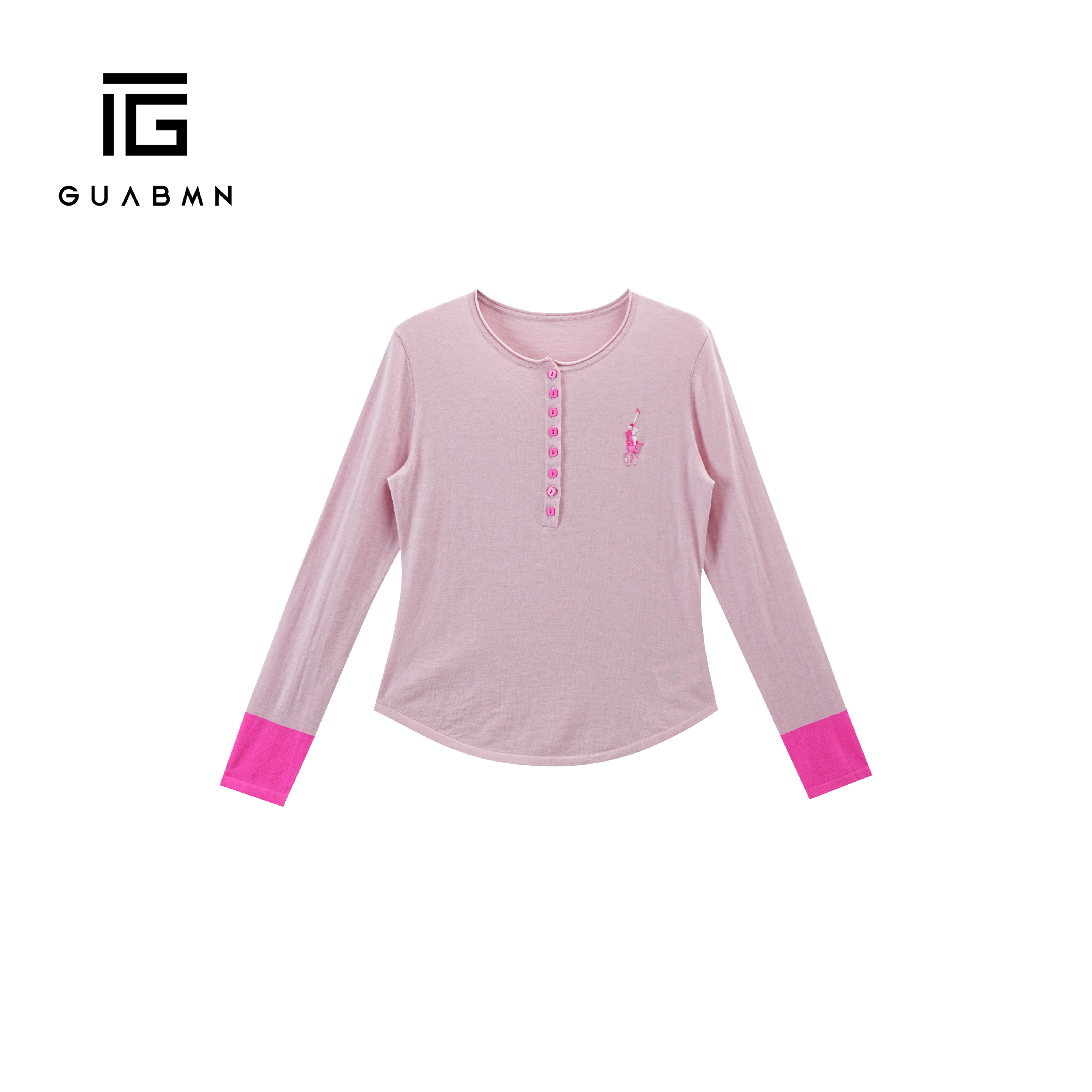 GUABMN2025秋冬新款时髦减龄撞色小标刺绣针织套衫3623