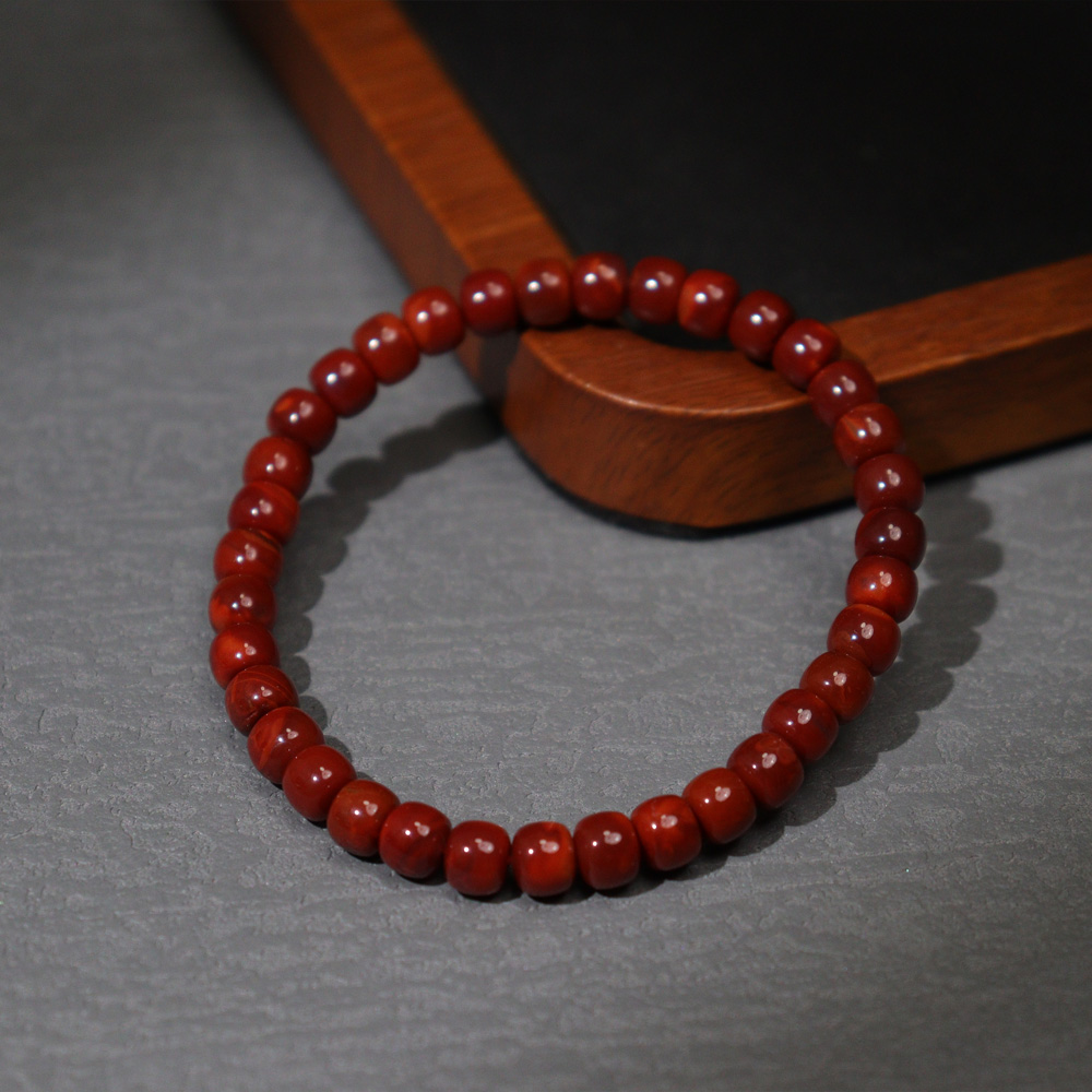 南红手串·牛血红约6.5mm老型珠·SNH200M