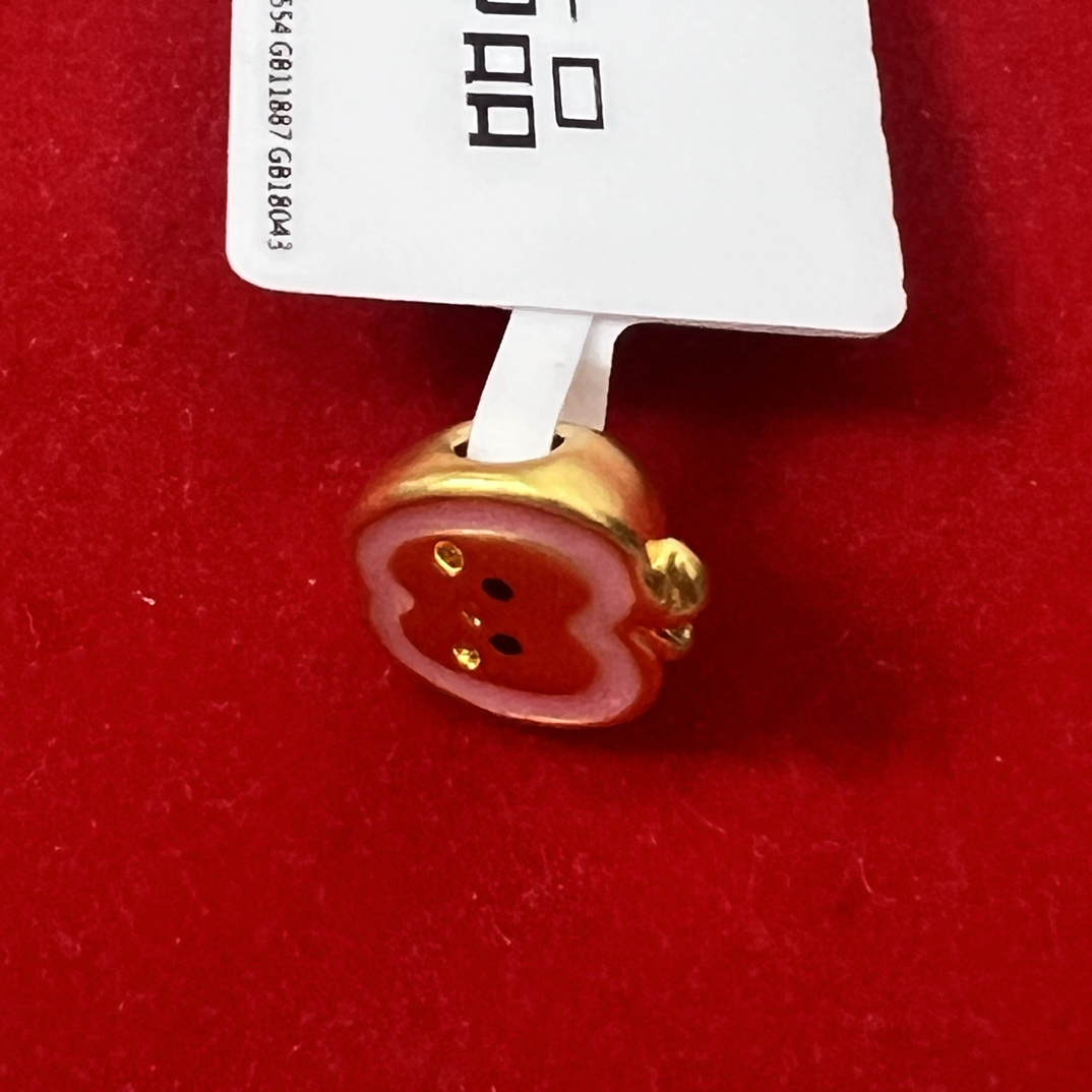 【夏夏专享】足金999 珐琅苹果 ZP 0.30 攒金有道