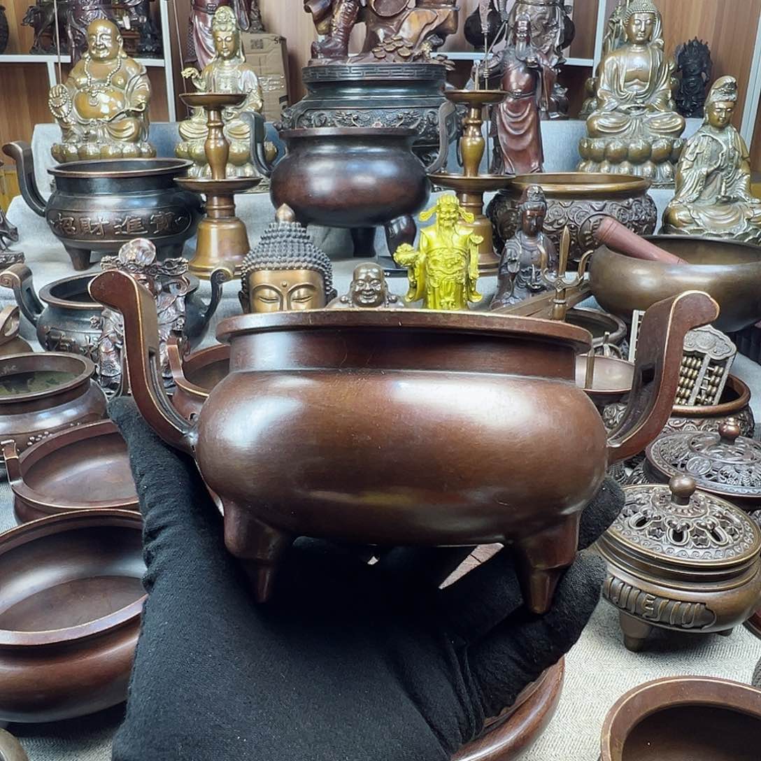 铜香炉聚宝盆铜工艺品风水摆件