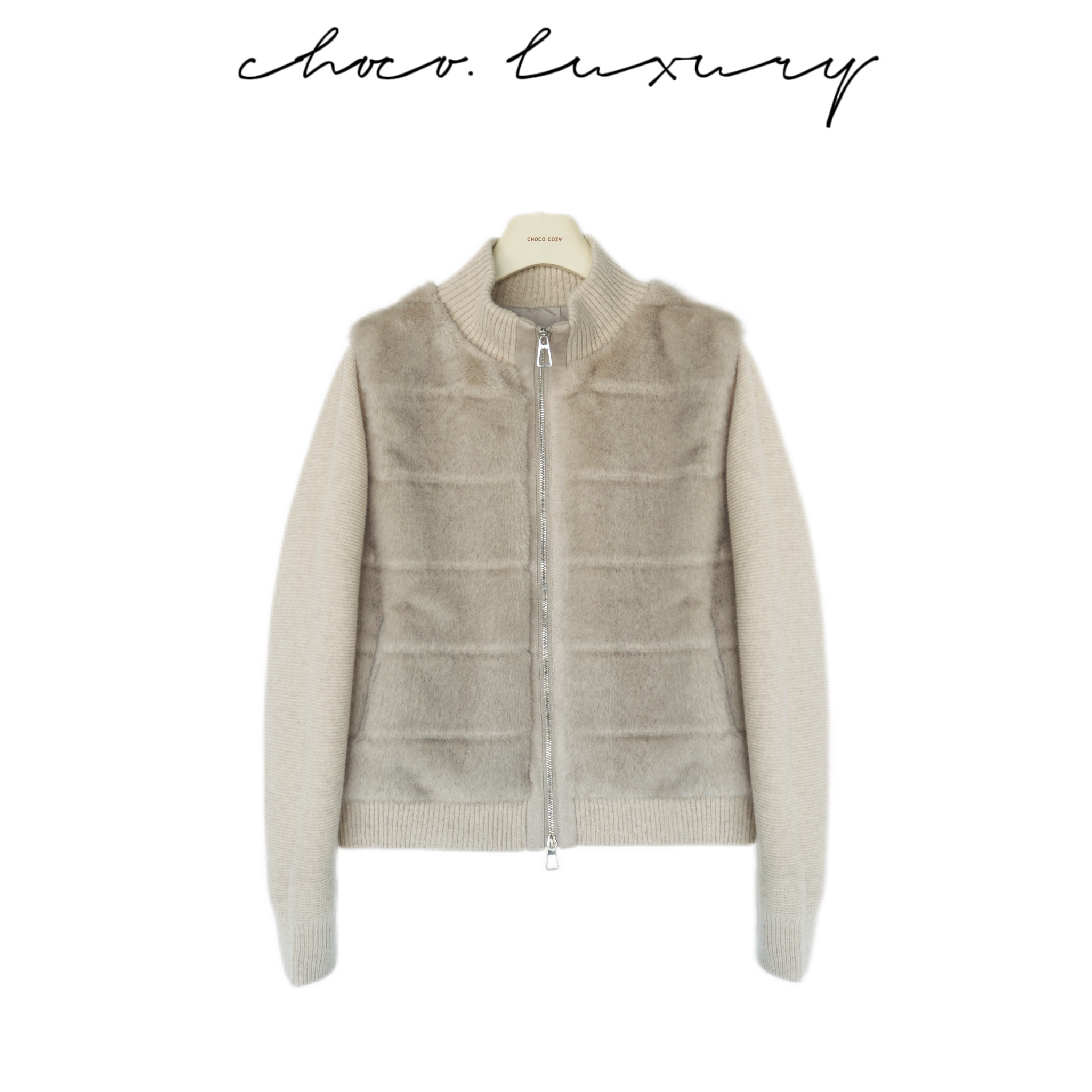 CHOCO【胶囊衣橱】90鹅绒+100羊毛  拼接环保水貂绒鹅绒服 C1596