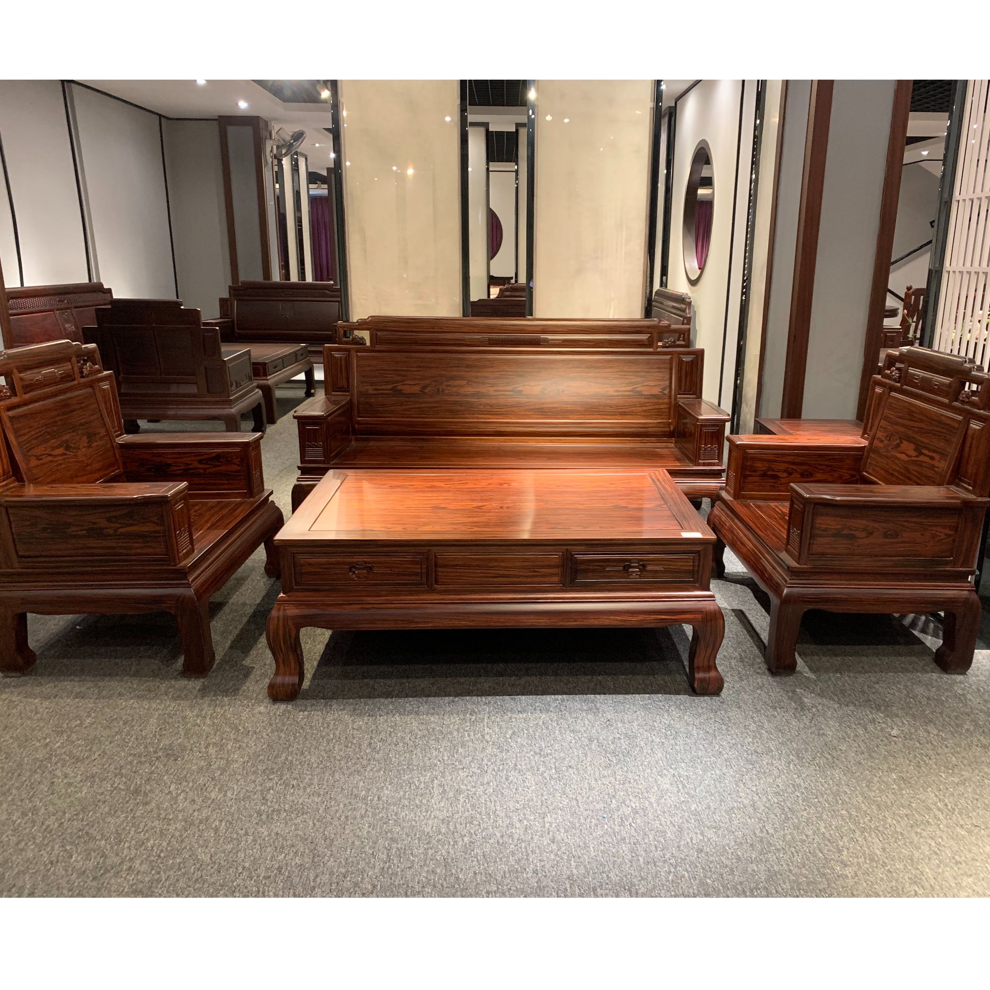 西江月沙发套组家用别墅客厅榫卯古典雕花新中式