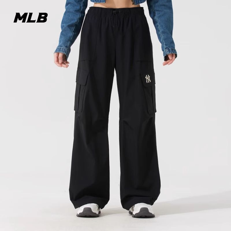 MLB裤子女2025夏季新款工装风百搭阔腿休闲梭织宽松长裤专柜正品