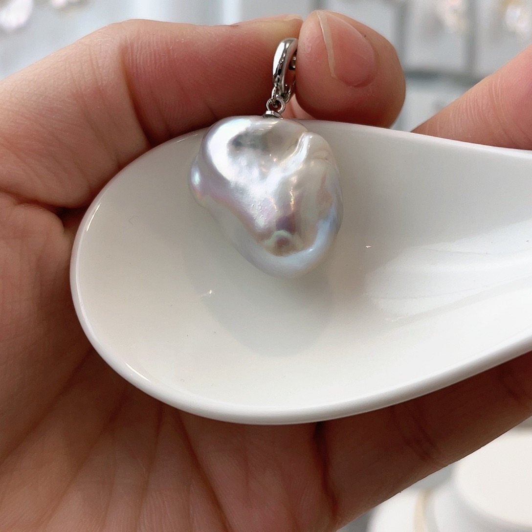 淡水珍珠天然珍珠巴洛克银S925镶嵌