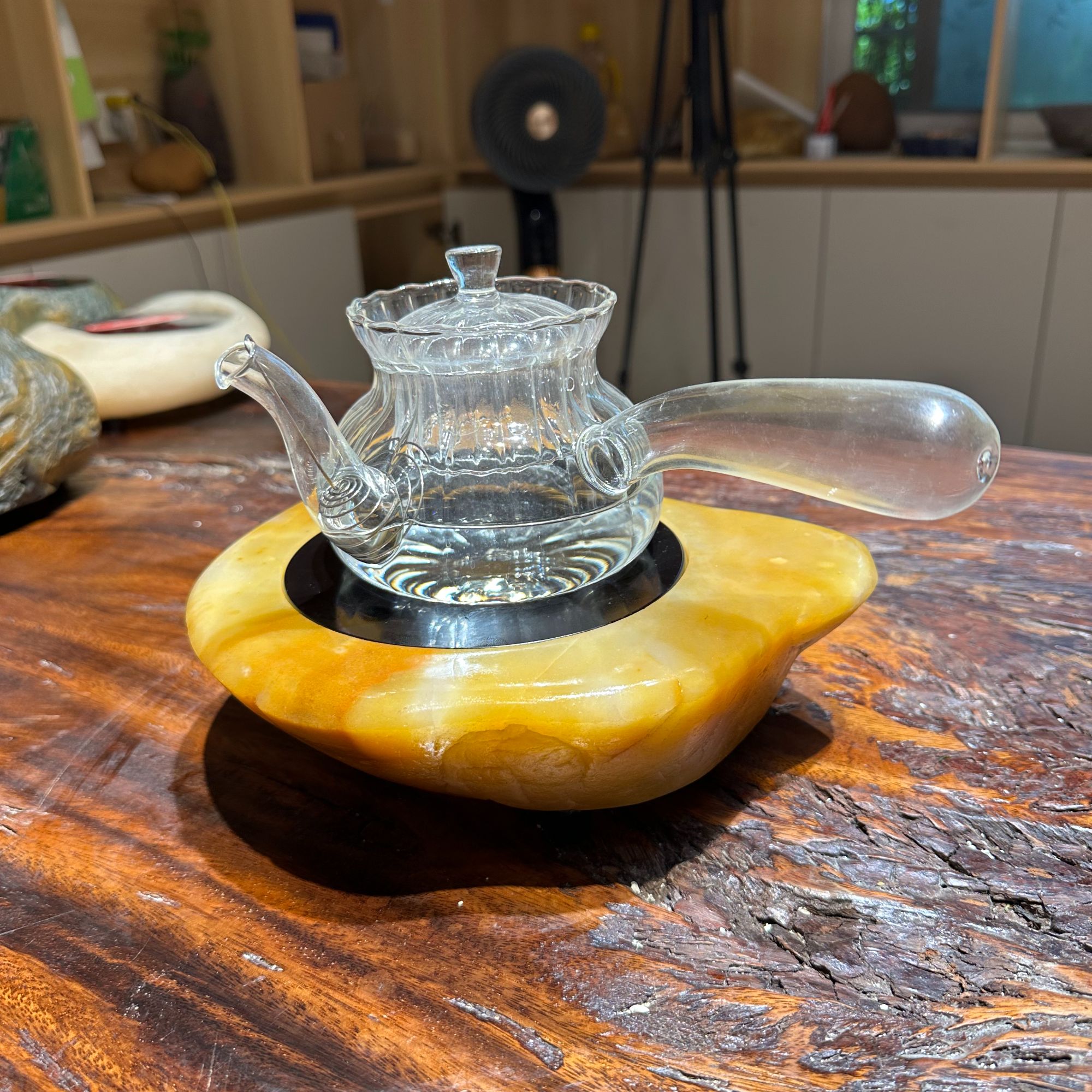 手工茶炉石头茶炉煮茶器电陶炉煮茶器家用茶道烧水创意耐热透明