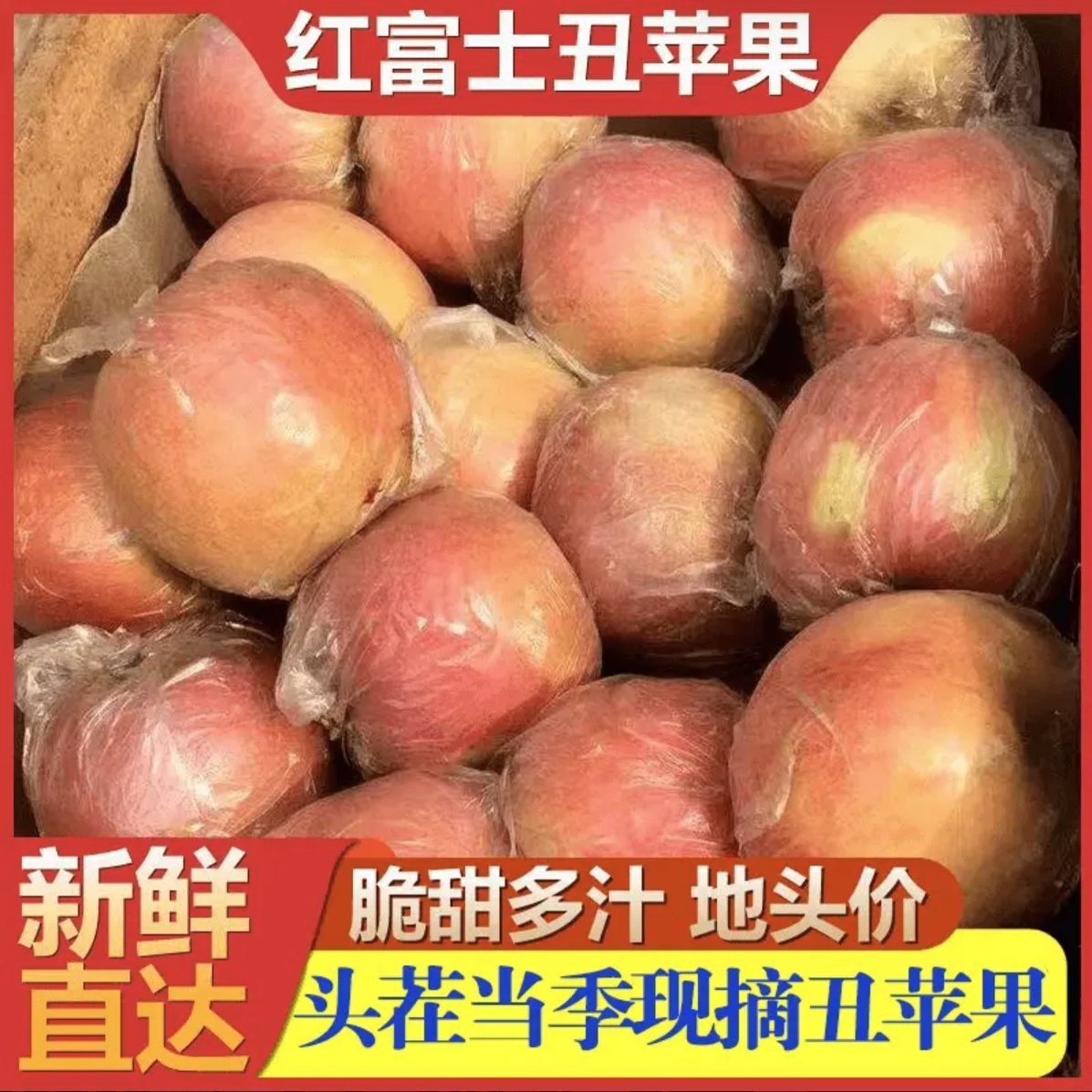 陕西高山膜袋丑苹果新鲜应季红富士苹果冰糖心丑苹果脆甜多汁