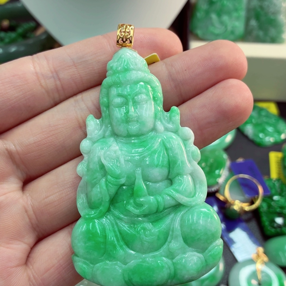 翡翠18K金镶嵌吊坠(不含链)