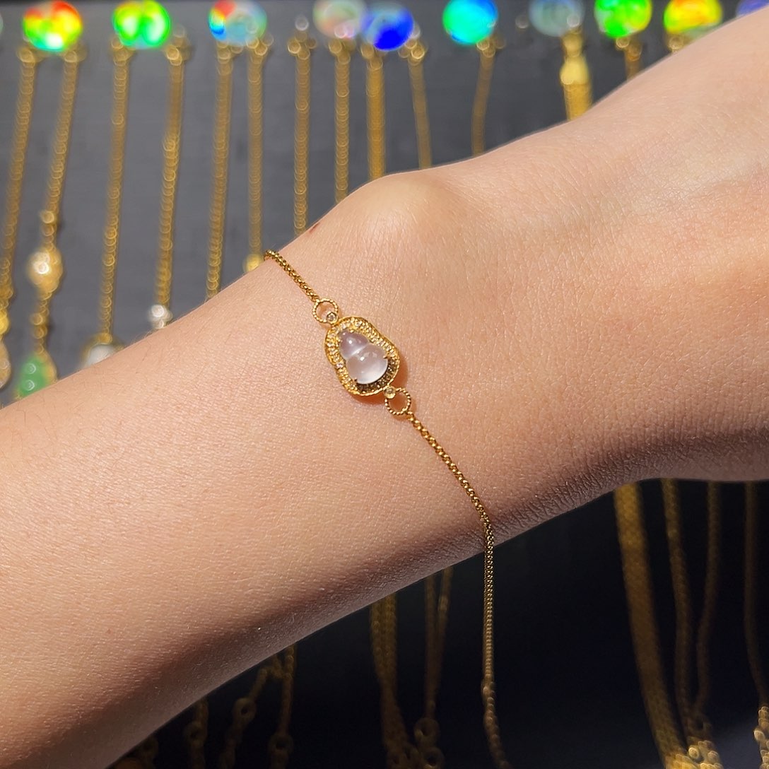 翡翠手链18K金镶嵌手链