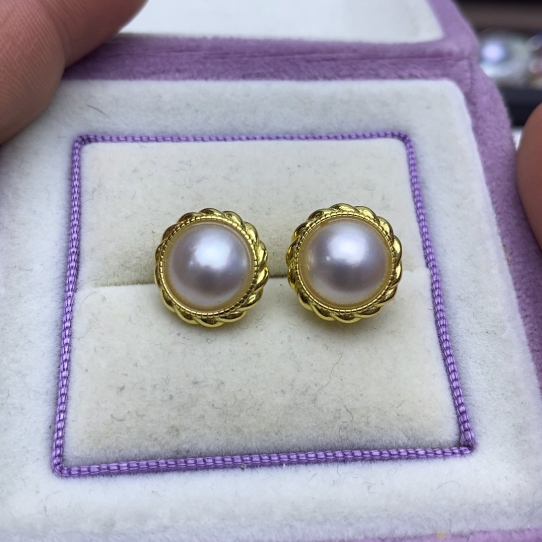 拼合珍珠（马贝珠）耳饰银S925镶嵌