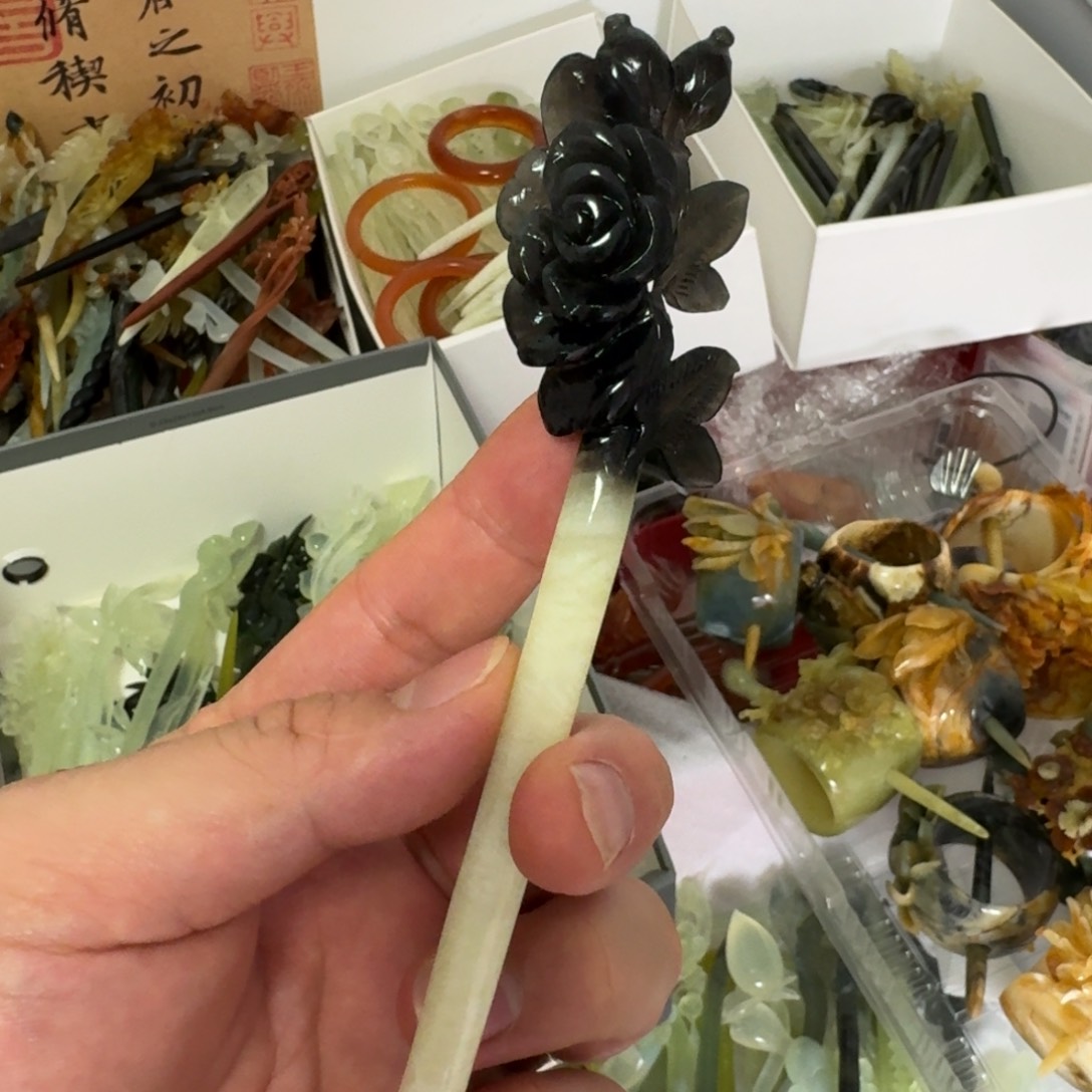 岫玉发饰未镶嵌明君玉簪就是好看