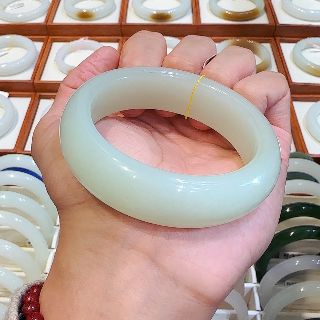 和田玉手镯未镶嵌且末暖青黄轮胎58 59