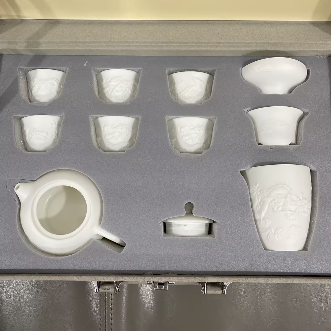 【未来百货专属】玉浮雕龙茶具