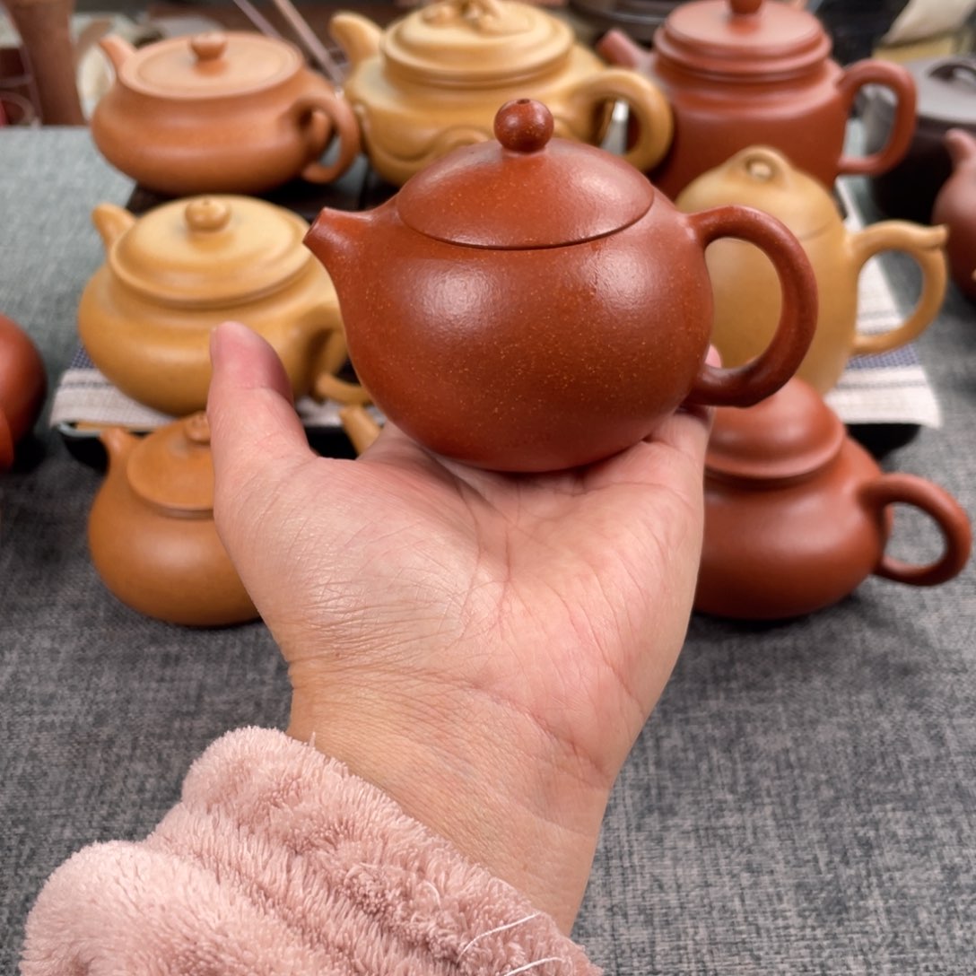 紫砂茶壶红降坡西施全手40目150