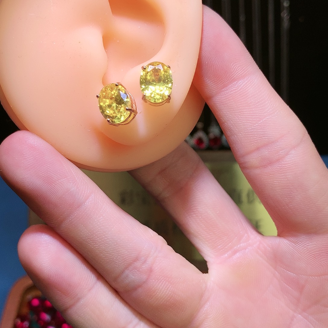 黄晶耳饰银S925镶嵌1111111111