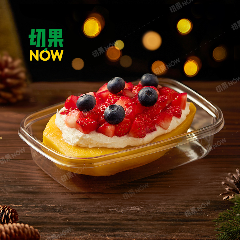 果切【干噎酸奶】草莓蓝莓芒果船.约300g-350g