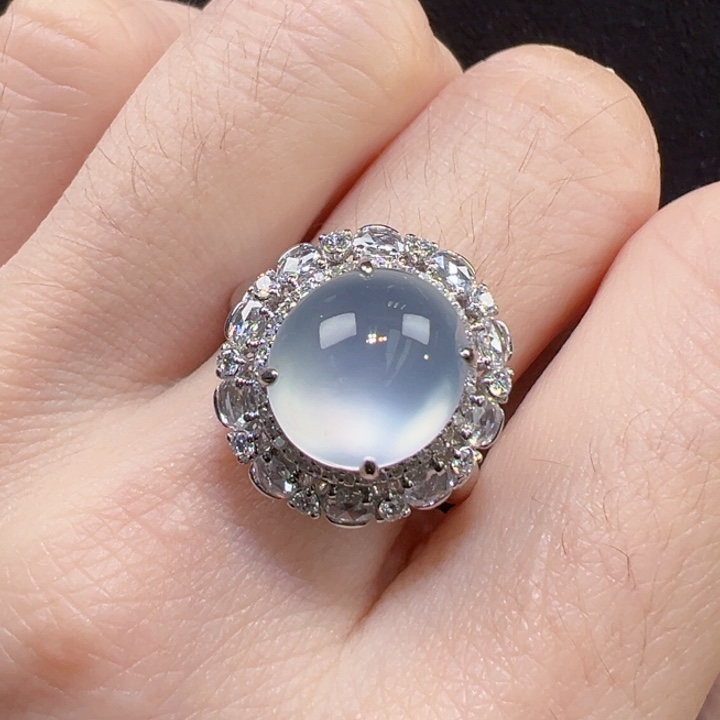 翡翠18K金镶嵌戒指两用款戒指