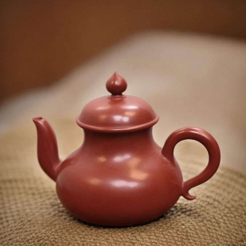 潮州全手工朱泥＜《樱式思亭壶》家用泡茶壶紫砂茶壶小号功夫茶具