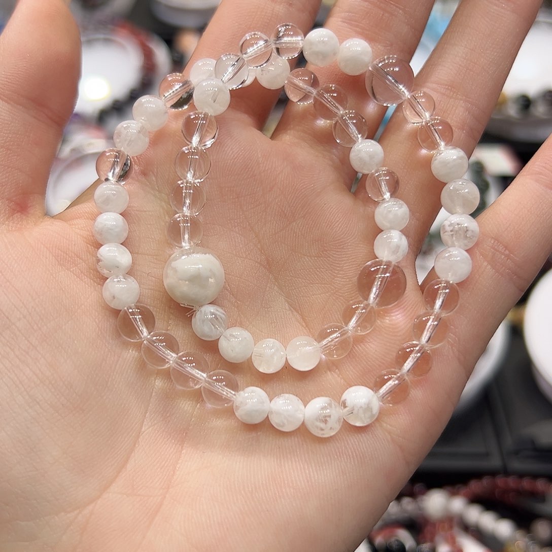 水晶手链未镶嵌sg5白幽灵双圈6+