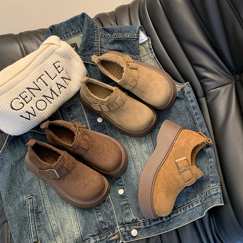 2025年冬季新款棉鞋加厚百搭毛毛鞋加绒雪地棉勃肯鞋女增高一脚蹬