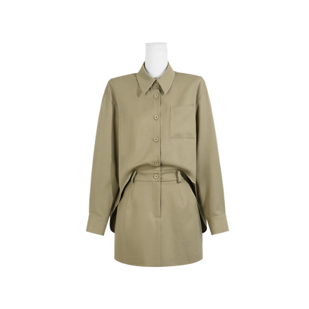 赠腰带高级感衬衫女春季黑色长袖宽松设计感气质正肩开衫上衣1002