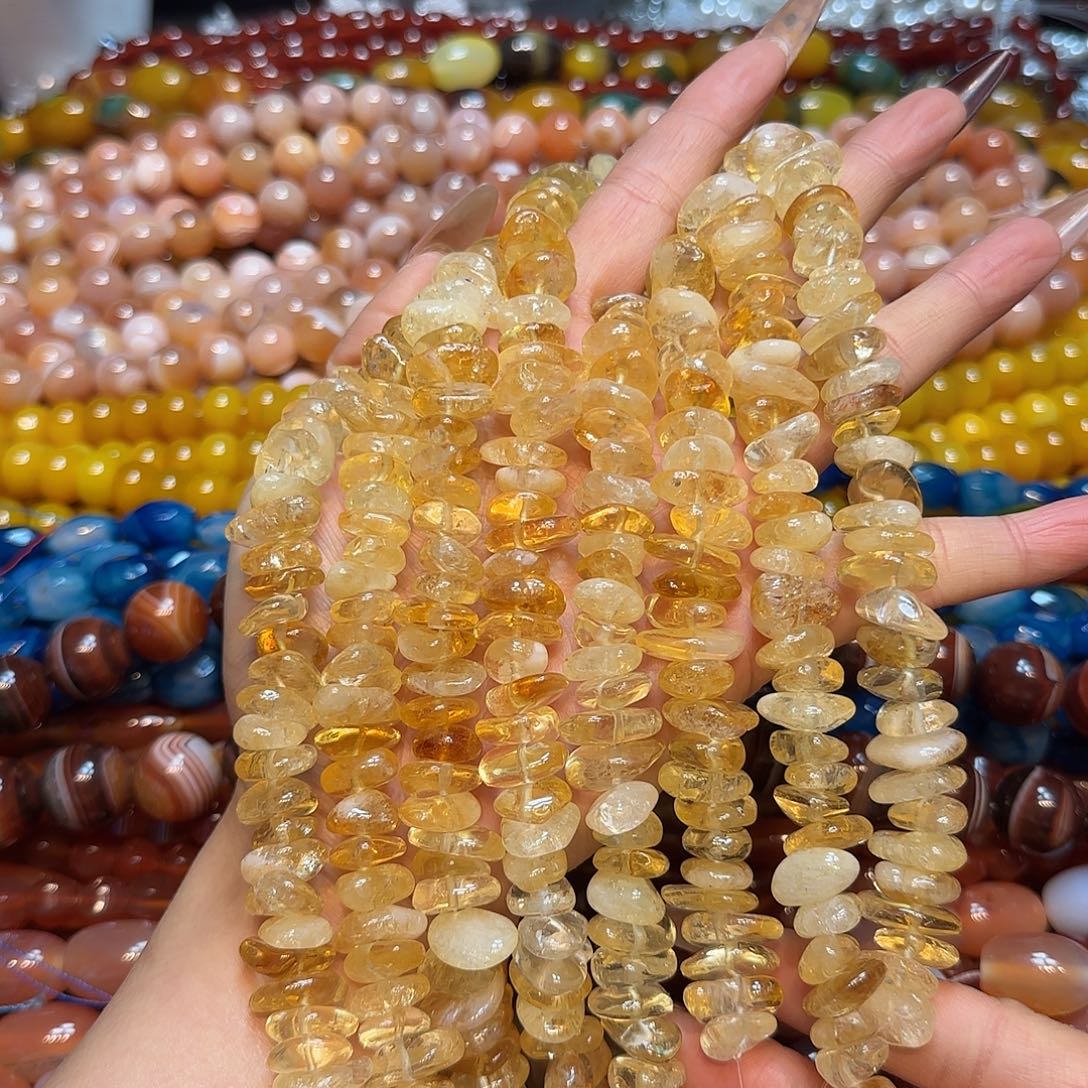 玛瑙/玉髓未镶嵌珠宝半成品胖嘟嘟黄塔晶隔片一条