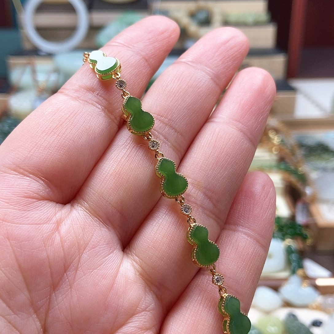 银S925镶嵌手链和田玉