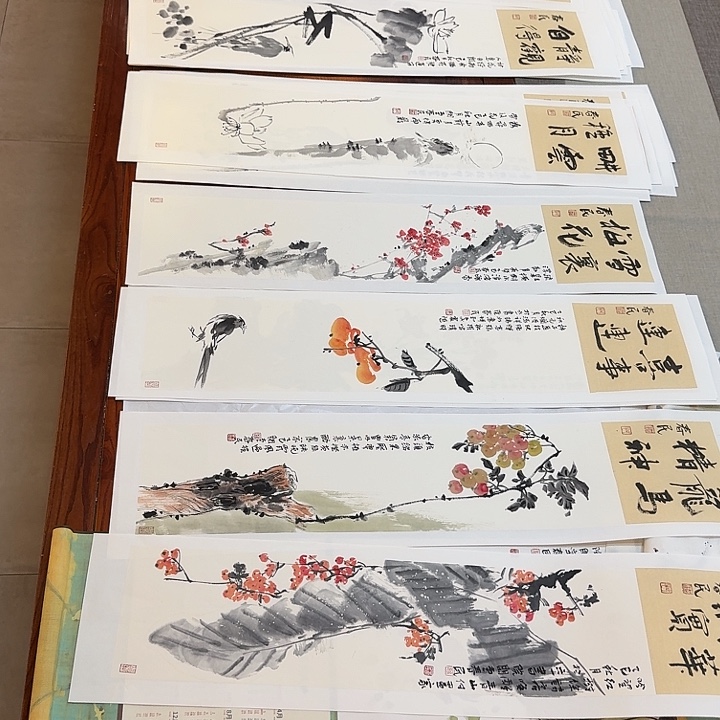 张***宏书法梅花竹子荷花荷花梅花柿子球果球果8
