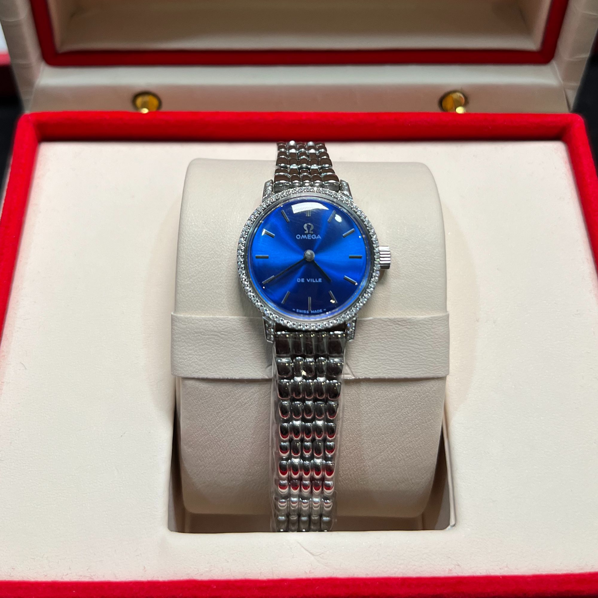 95新 Omega/欧米茄 23mm手动机械MR3983碟飞后镶钻瑞士名表