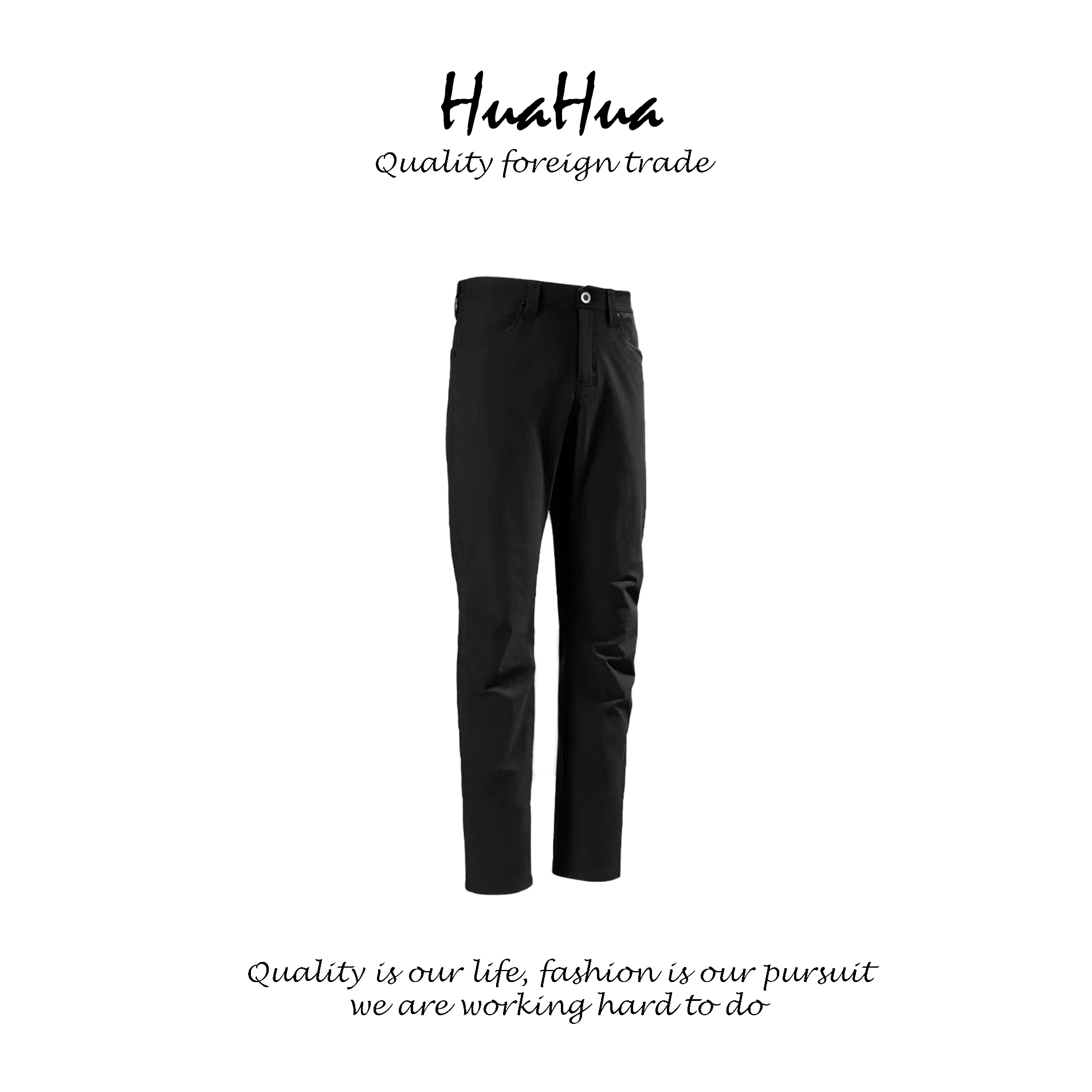 HUAHI 【LEVON PANT】Black舒适透气四季男款长裤休闲裤 HI24821