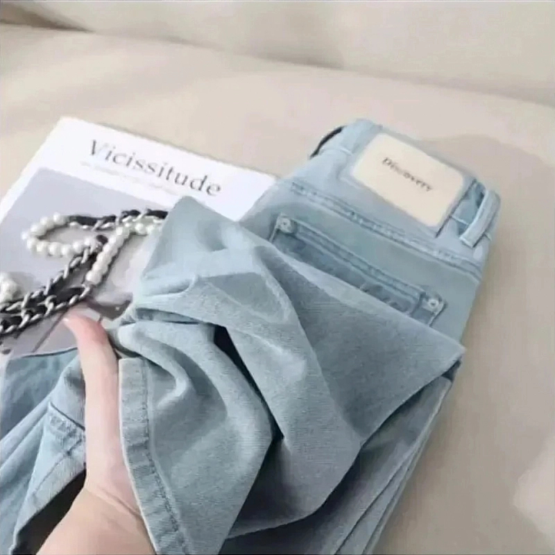 壹【现货+运费险】夏季窄版薄款高腰宽松阔腿牛仔裤女冰凉垂感