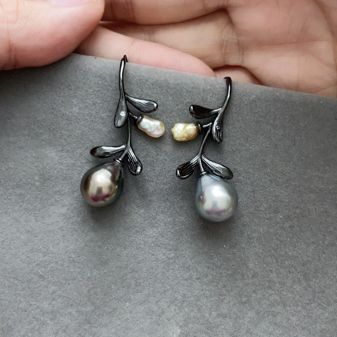 海水珍珠耳饰银S925镶嵌