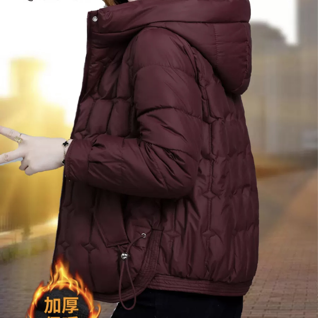 拉链短款连帽棉衣棉服休闲宽松百搭立领冬装韩版大码加厚女士