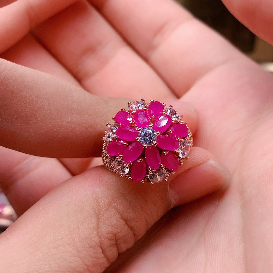 红宝石戒指银S925镶嵌