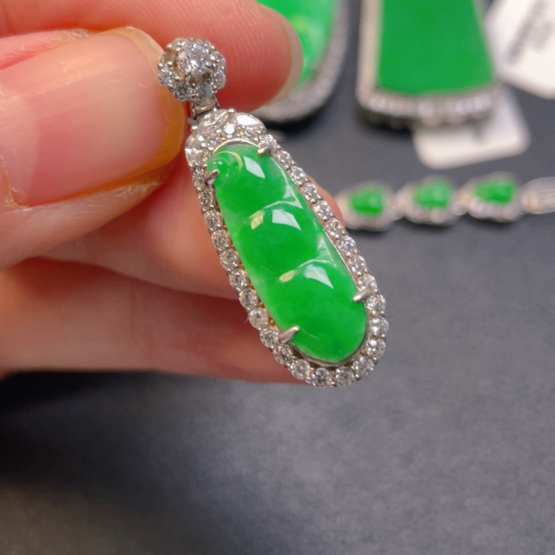 翡翠银S925镶嵌吊坠(不含链)