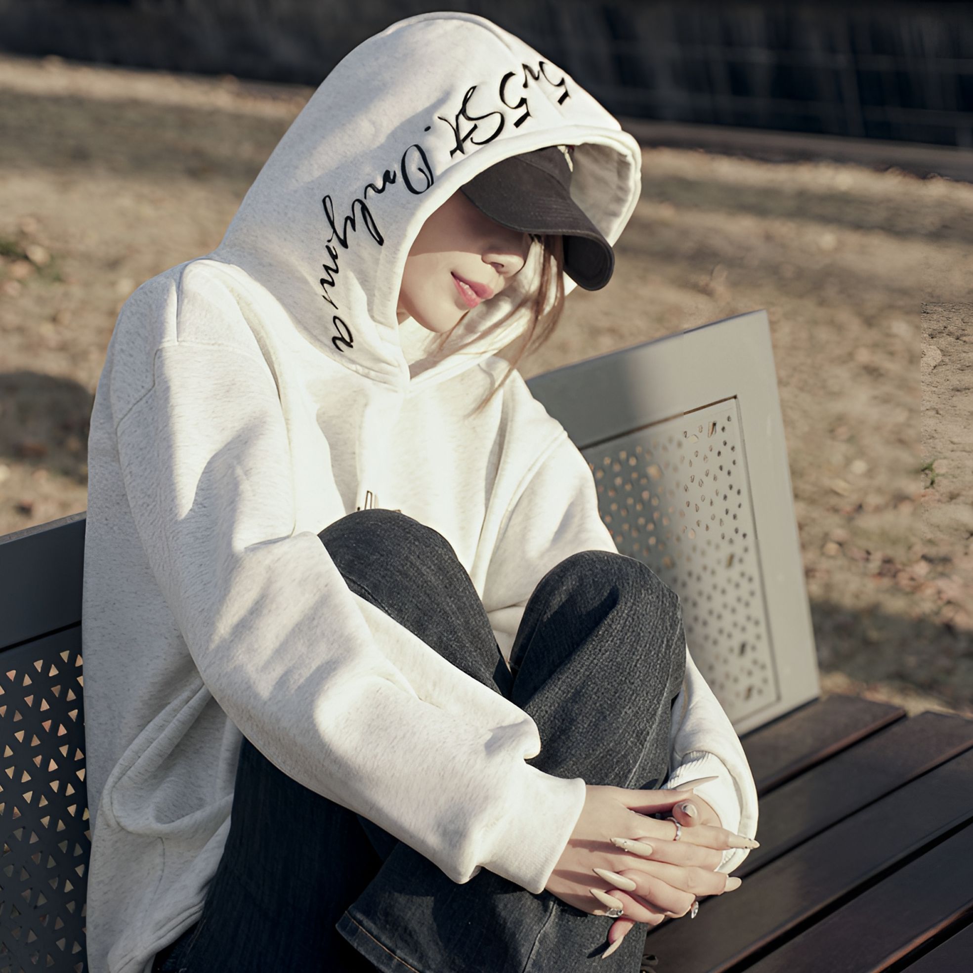 ins百搭刺绣韩版连帽美式灰色连帽衫卫衣加绒上衣男女情侣秋装