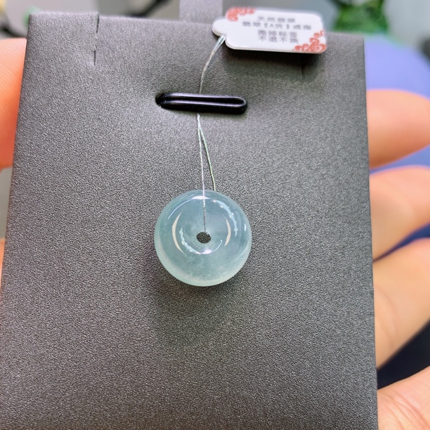 缅甸天然翡翠A货冰润蓝底平安扣A761#