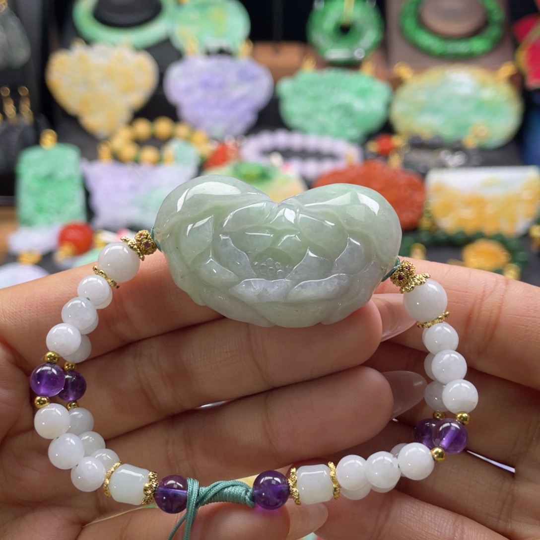 翡翠未镶嵌手链代编织