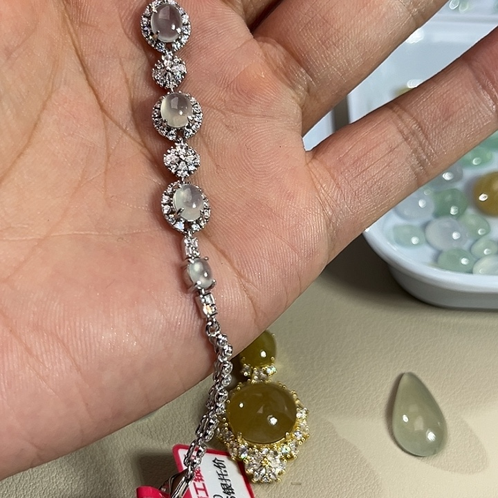 翡翠银S925镶嵌手链