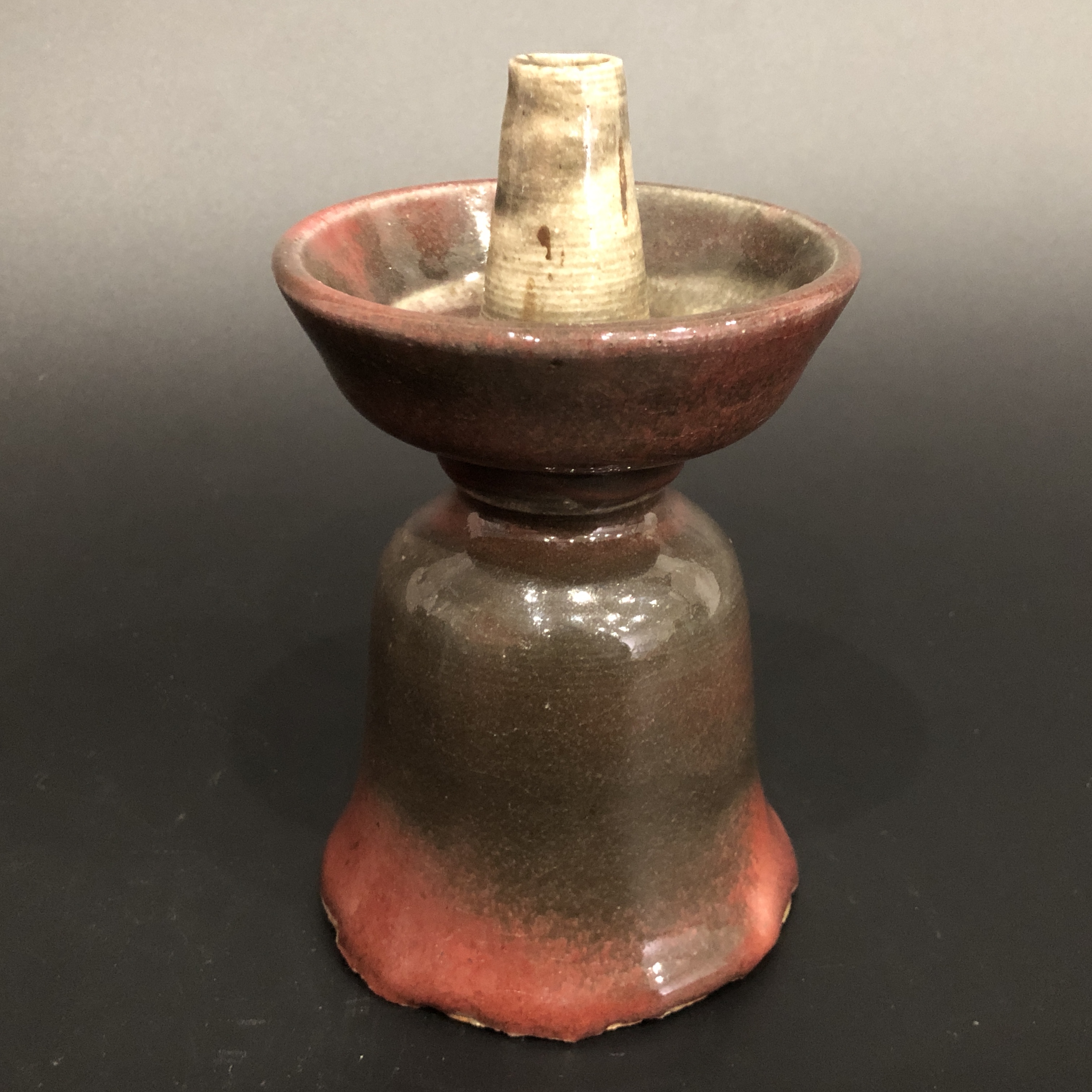 25110424 清中期窑变釉烛台 高15cm