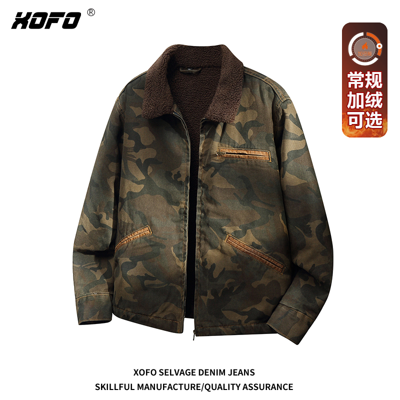 高端翻领加绒夹克外套男款2025新款冬保暖复古潮牌加厚羊羔绒宽松