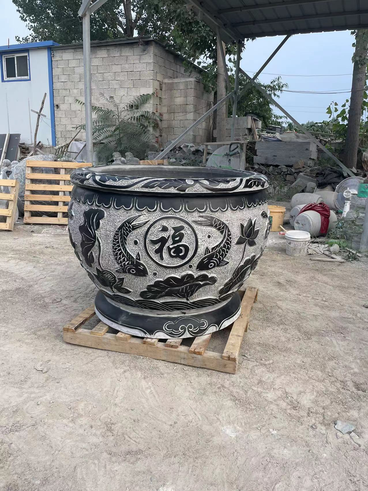 石雕鱼缸石头大水缸仿古庭院门海养鱼青石花盆荷花缸室外石缸摆件