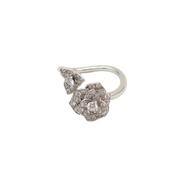 99新 Piaget/伯爵 小花6枫 玫瑰花满钻戒指 51号 