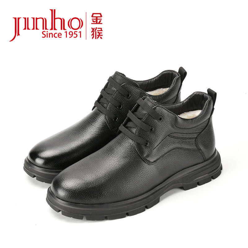 Jinho/金猴系带休闲皮鞋鞋子商务男鞋牛皮舒适保暖男鞋U8524007A