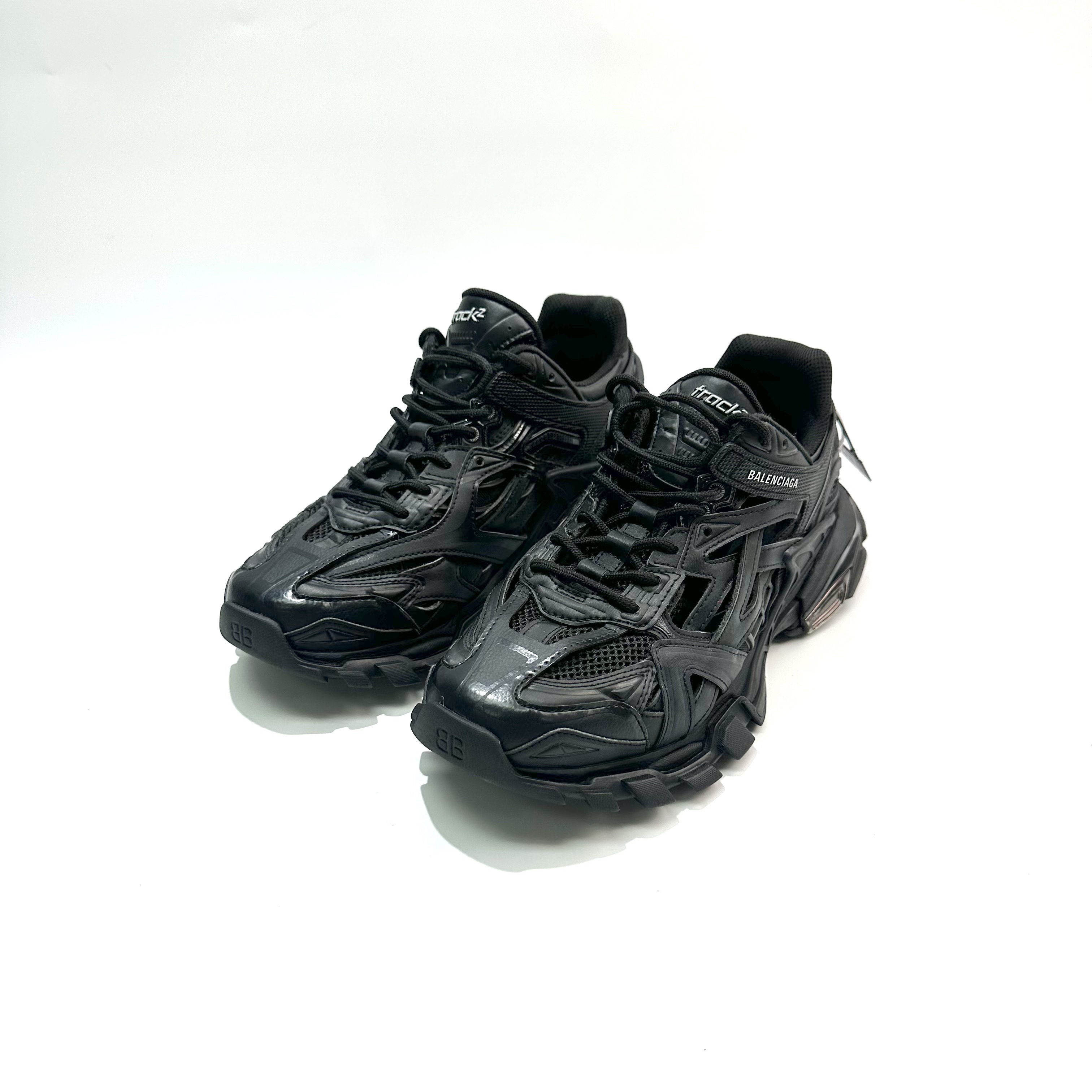 99新 Balenciaga/巴黎世家 42码 纯黑Track2.0老爹鞋 SY0951